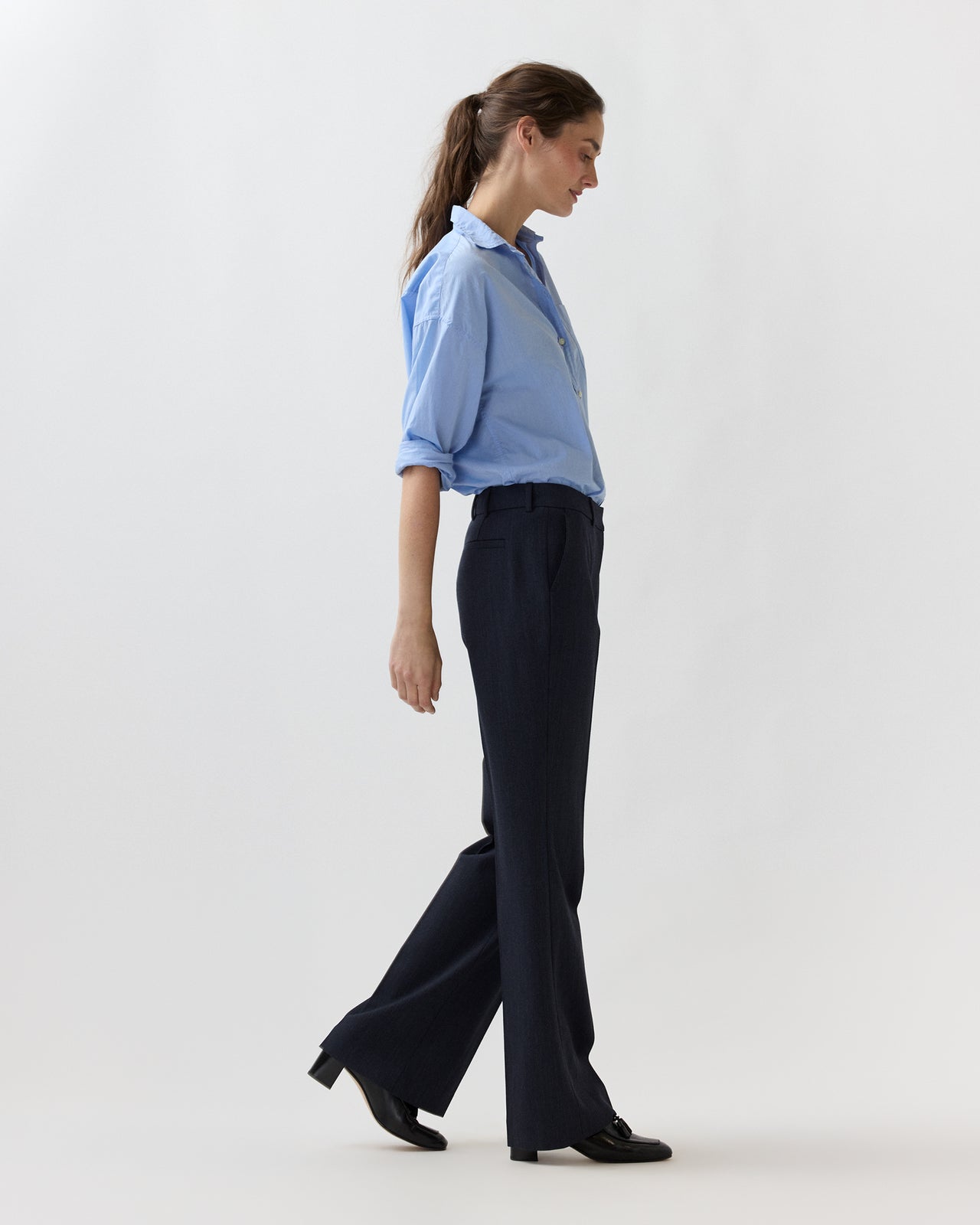Lane Pant in Heather Navy Cavalry Twill