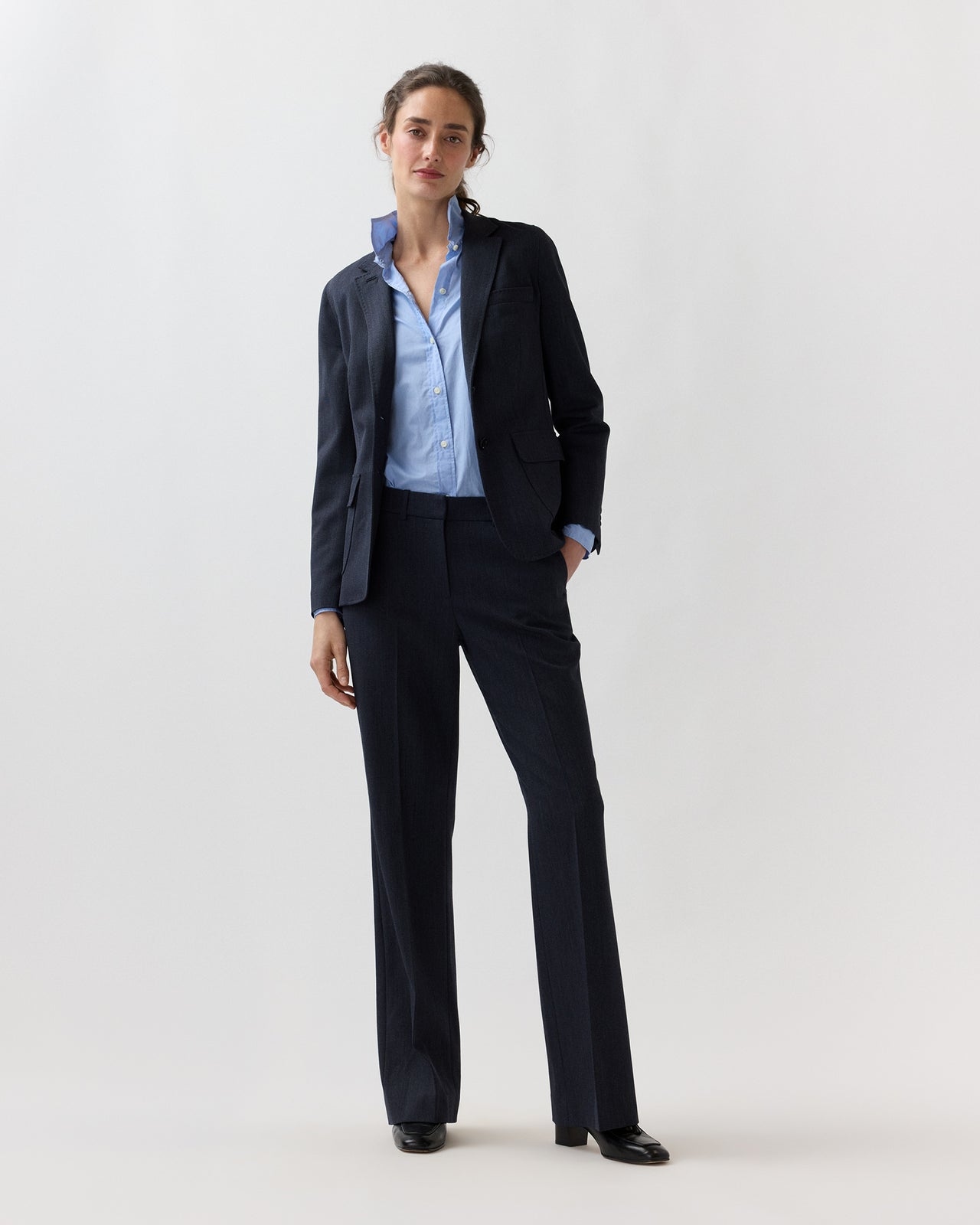 Moira Blazer in Heather Navy Cavalry Twill