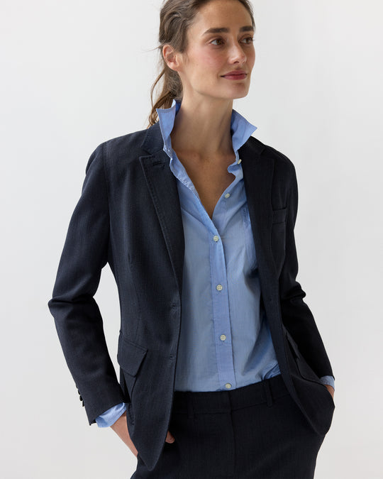 Moira Blazer in Heather Navy Cavalry Twill
