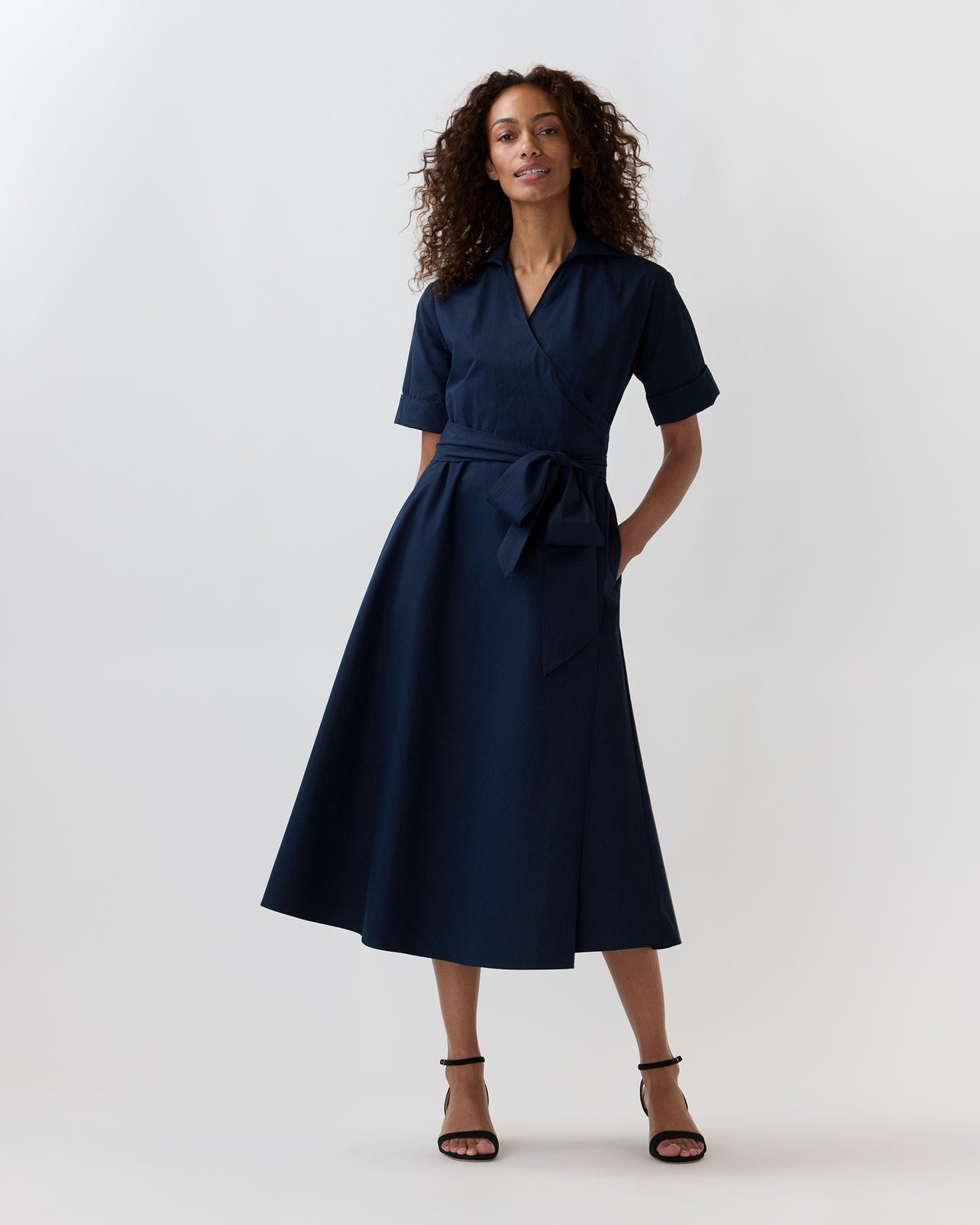 Kimber Dress in Navy Poplin