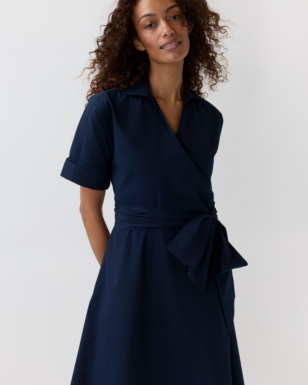 Kimber Dress in Navy Poplin