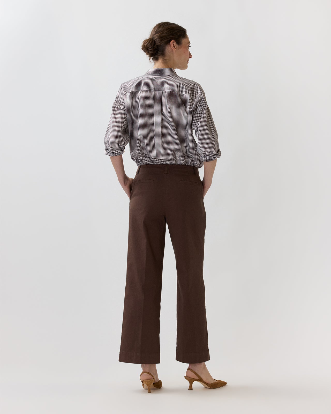 Frankie Cropped Pant in Chocolate Stretch Twill