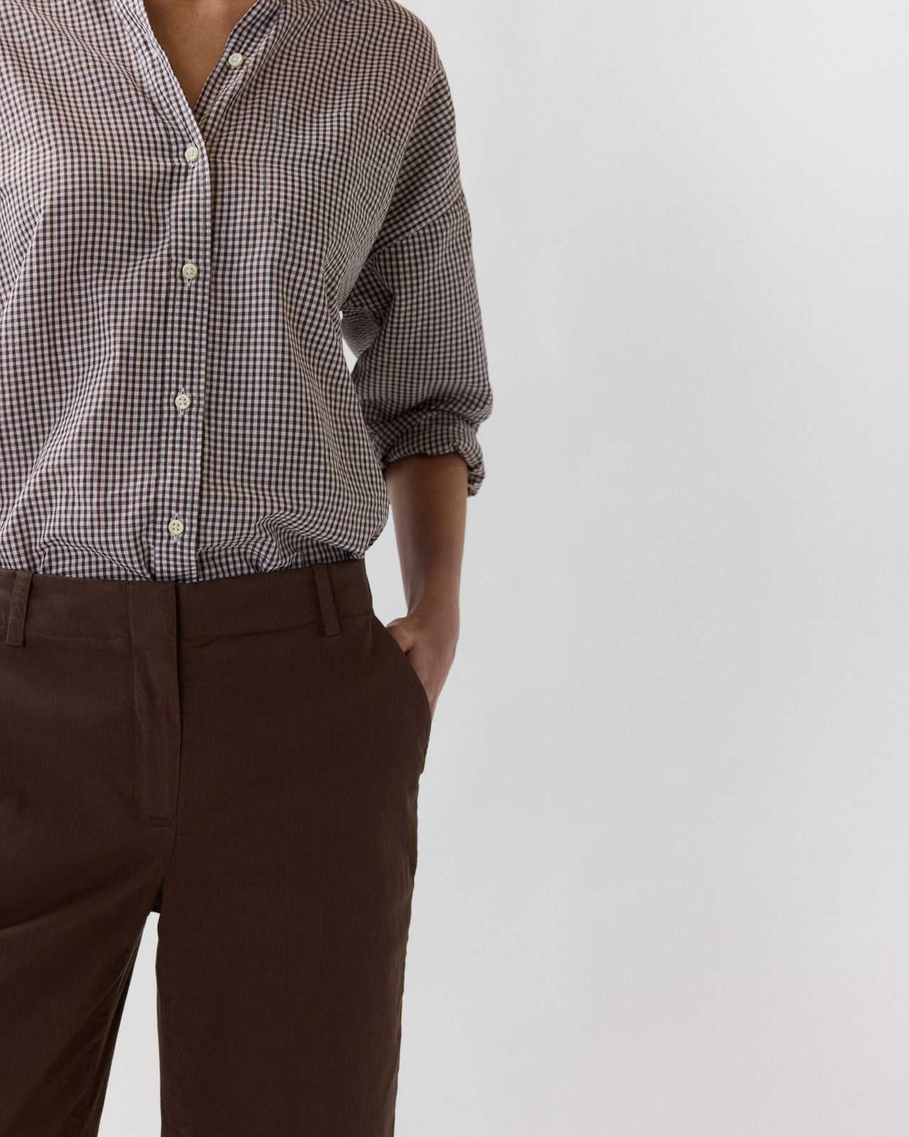Frankie Cropped Pant in Chocolate Stretch Twill