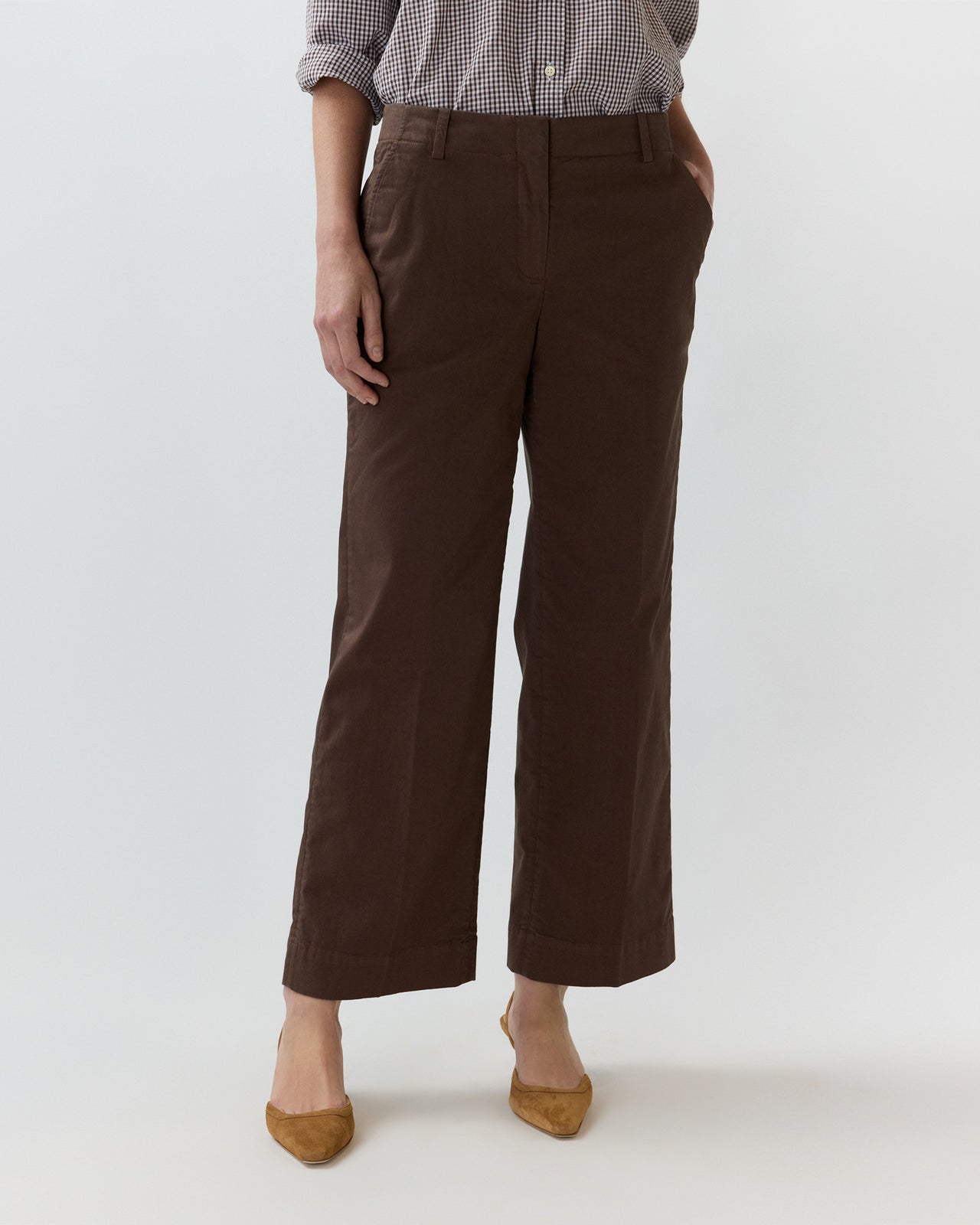 Frankie Cropped Pant in Chocolate Stretch Twill