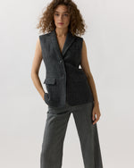 Load image into Gallery viewer, Channing Vest in Charcoal Wool Herringbone
