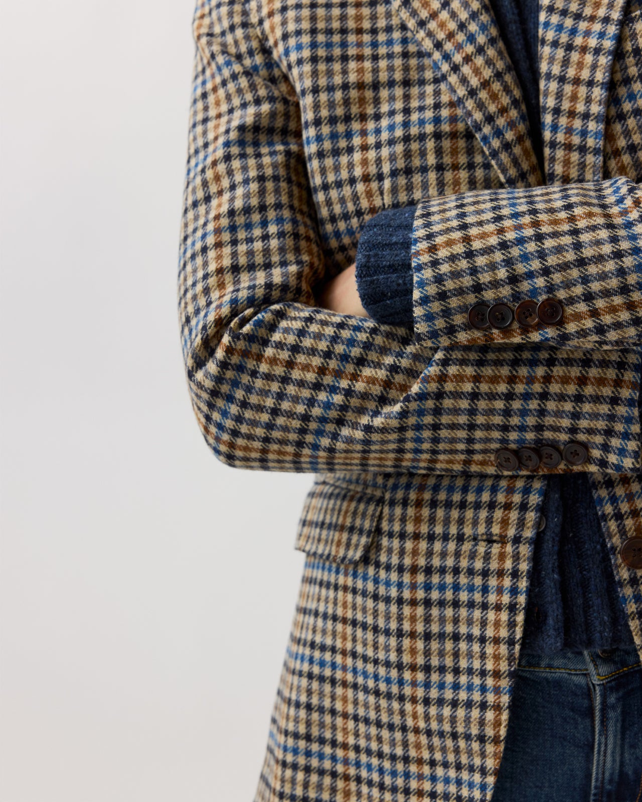 Boyfriend Jacket in Blue/Multi Check Wool