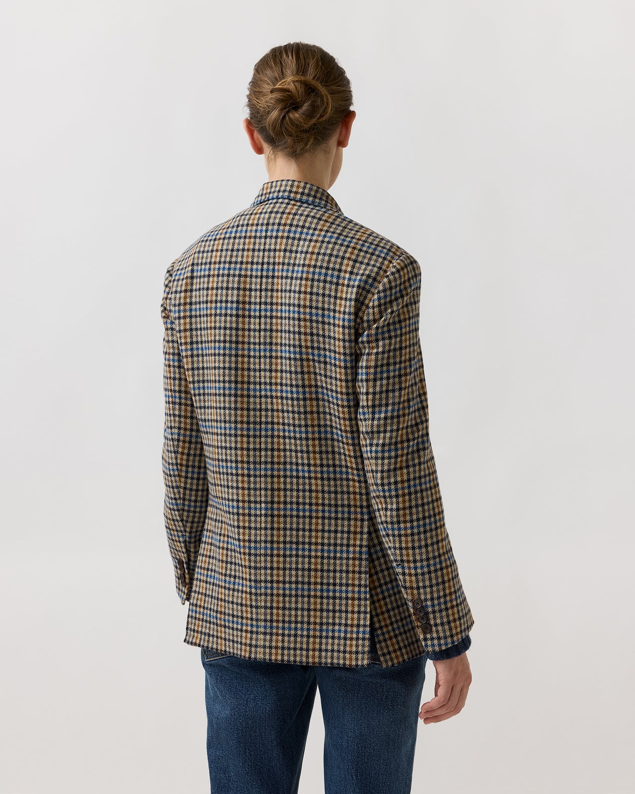 Boyfriend Jacket in Blue/Multi Check Wool