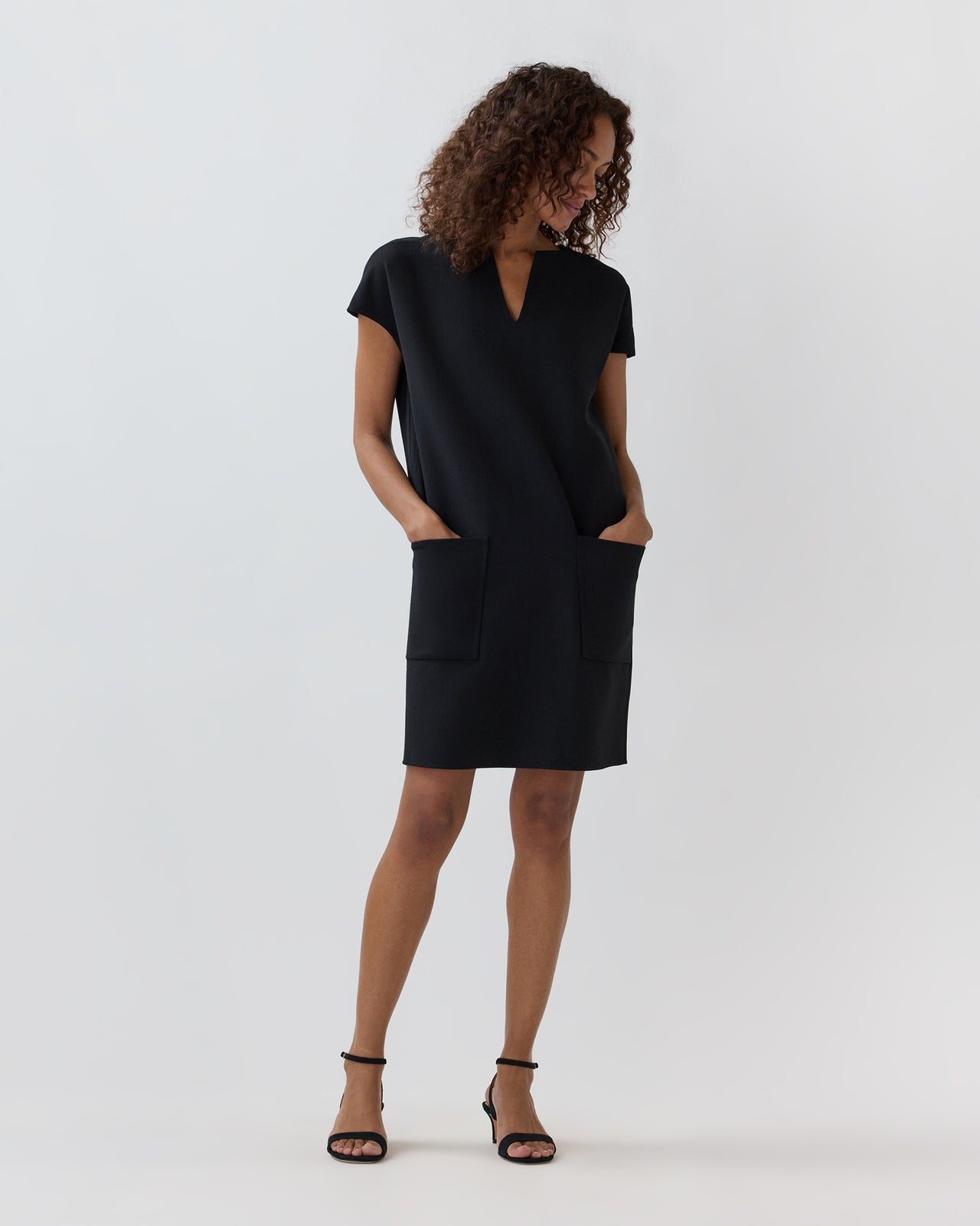 Oona Dress in Black Bi-Stretch Double Face