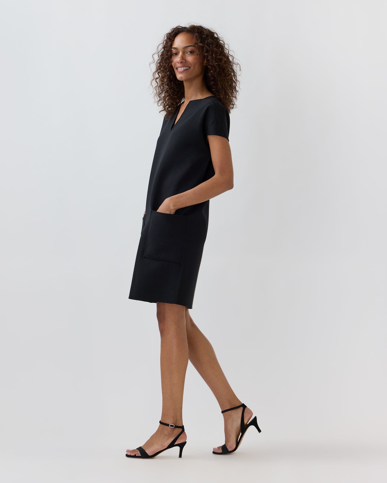Oona Dress in Black Bi-Stretch Double Face