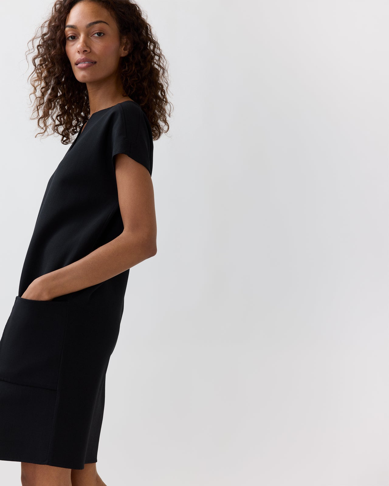 Oona Dress in Black Bi-Stretch Double Face