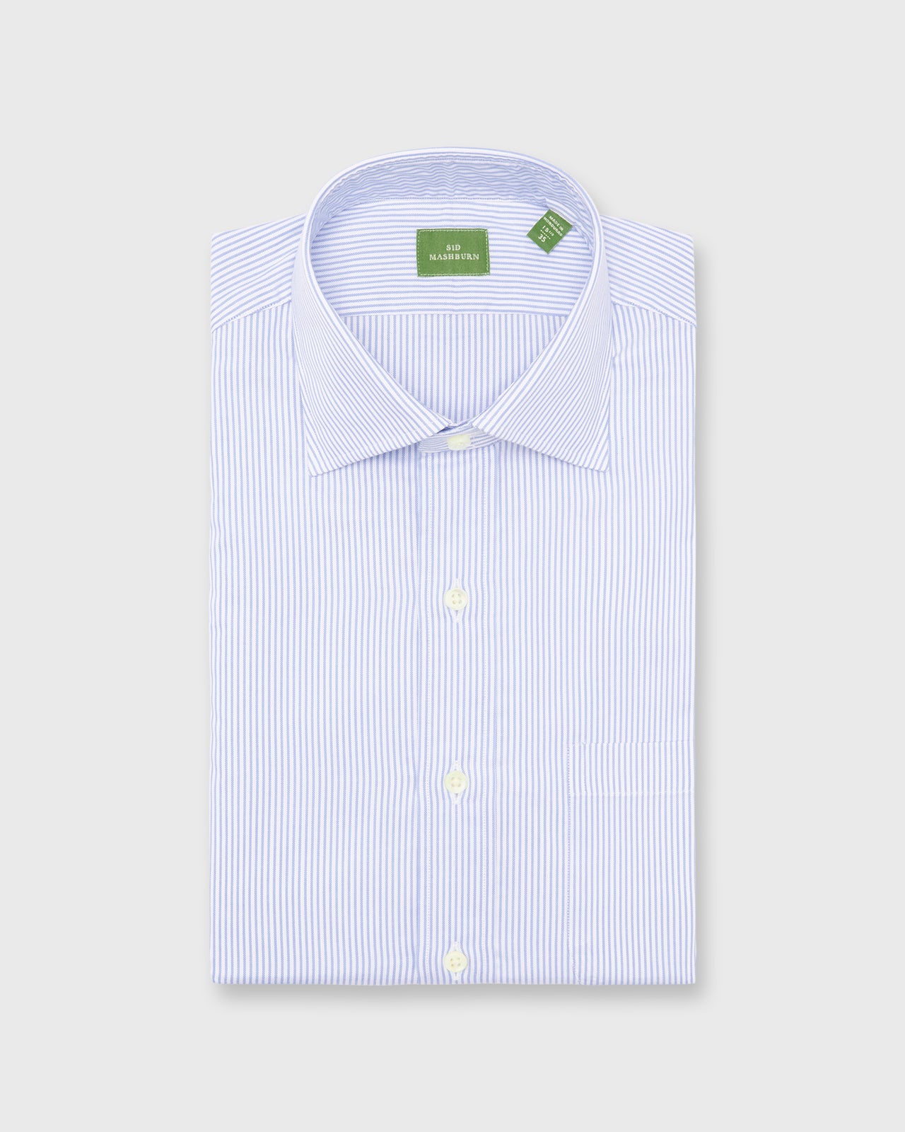 Spread Collar Dress Shirt in Blue University Stripe Lightweight Oxford