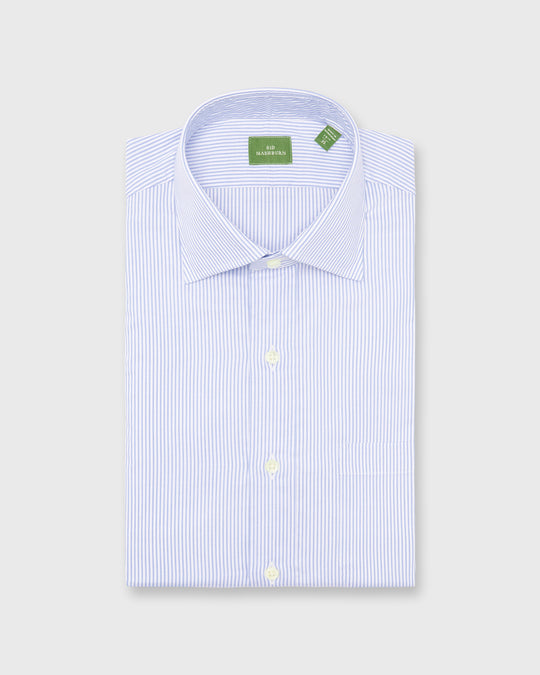 Spread Collar Dress Shirt in Blue University Stripe Lightweight Oxford