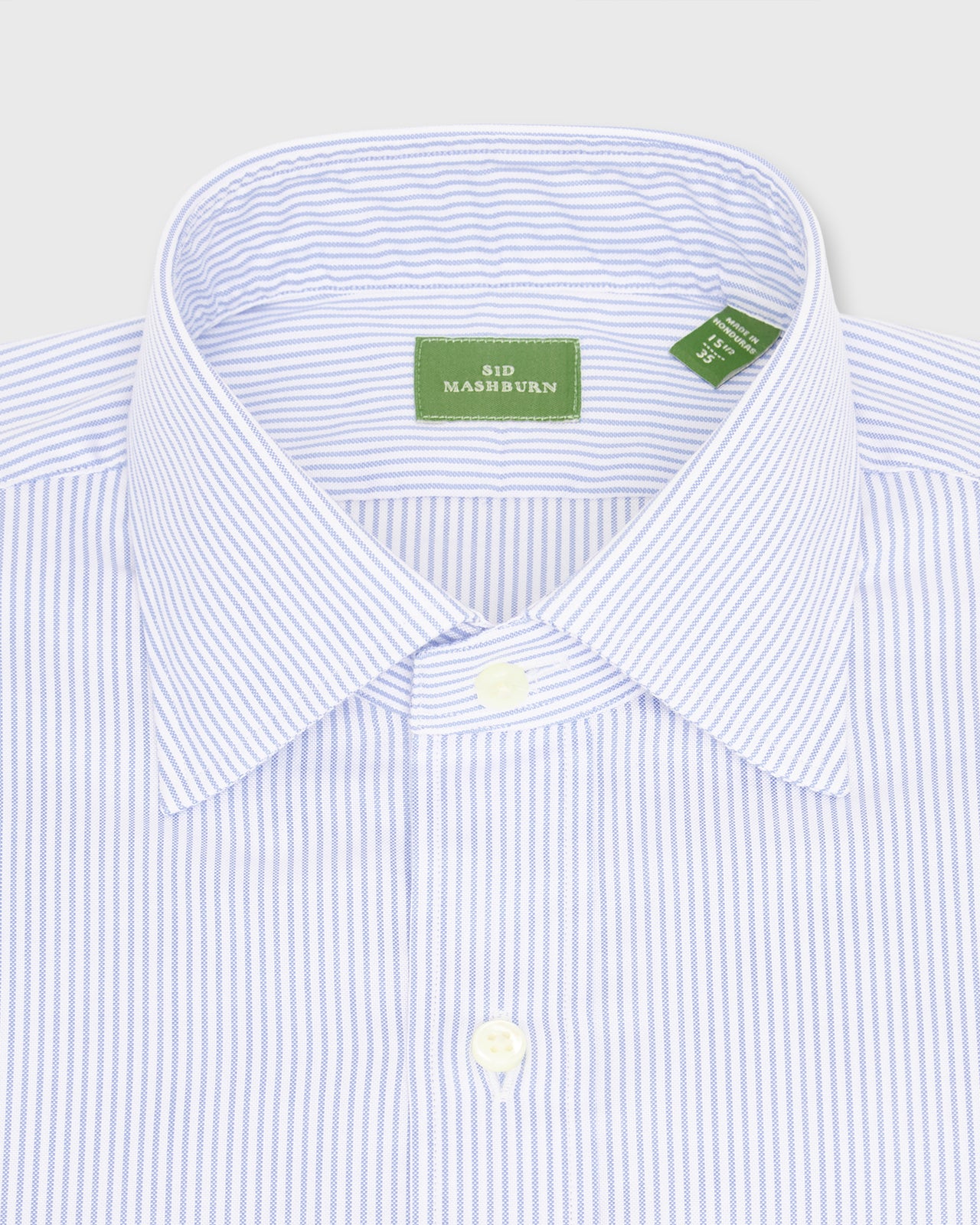 Spread Collar Dress Shirt in Blue University Stripe Lightweight Oxford
