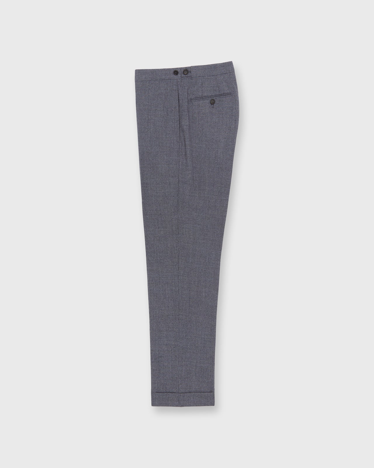 Side-Tab Dress Trouser in Blue/Navy Houndstooth Brushed Hopsack