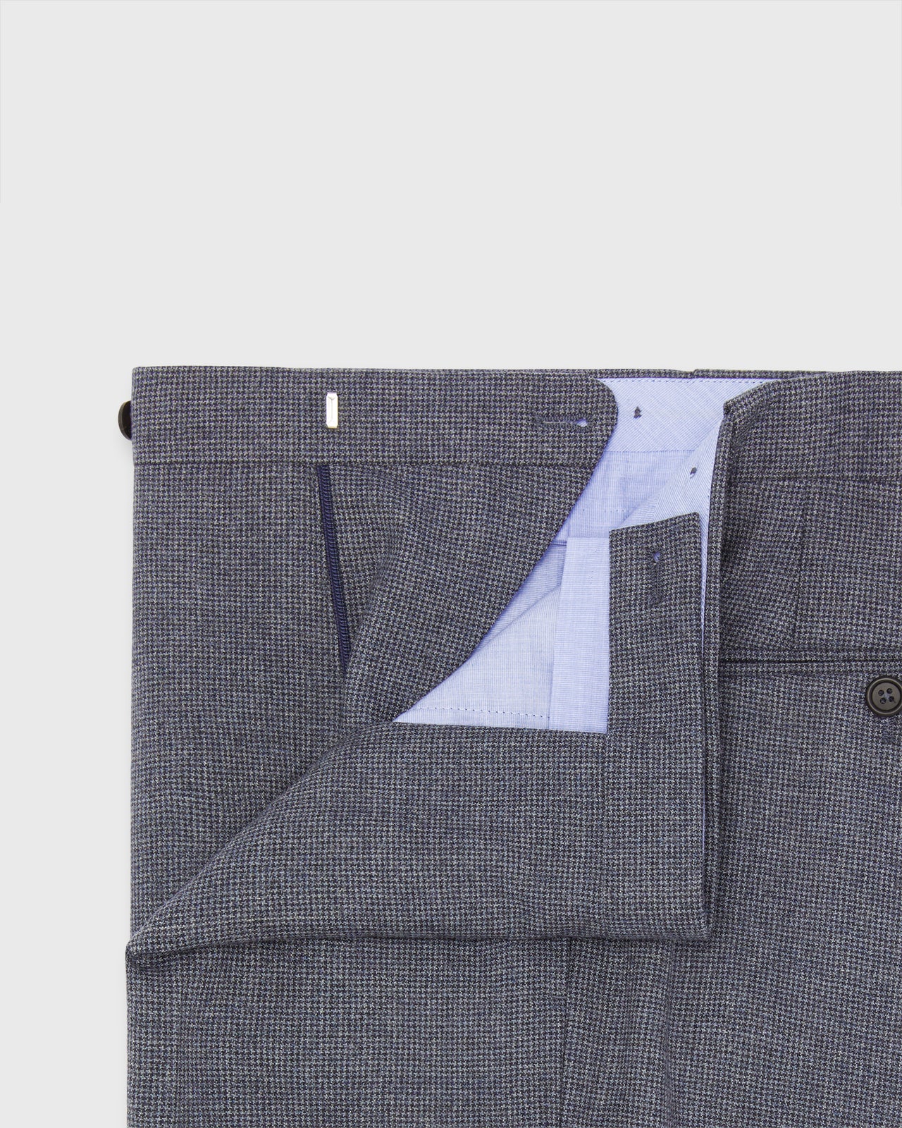 Side-Tab Dress Trouser in Blue/Navy Houndstooth Brushed Hopsack