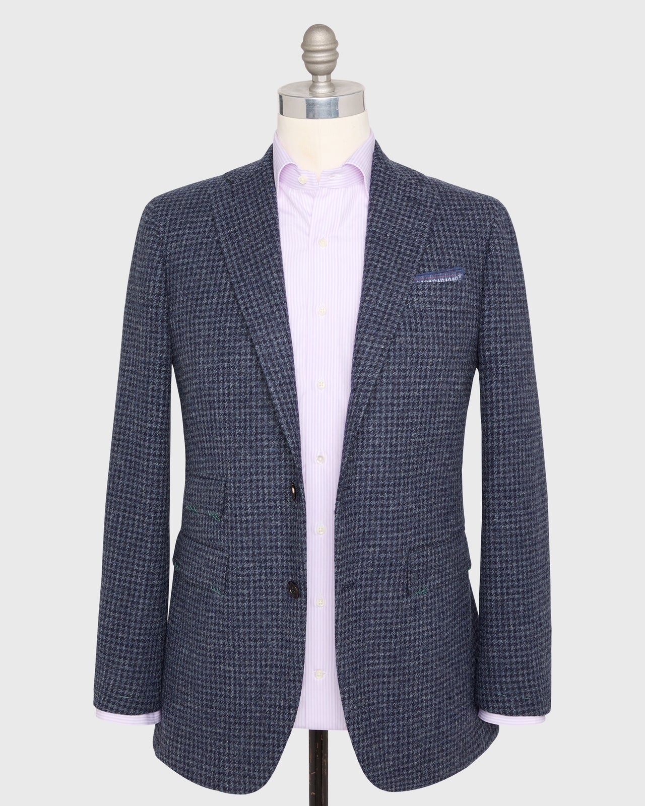 Virgil No. 3 Jacket in Navy/Blue Houndstooth Tweed
