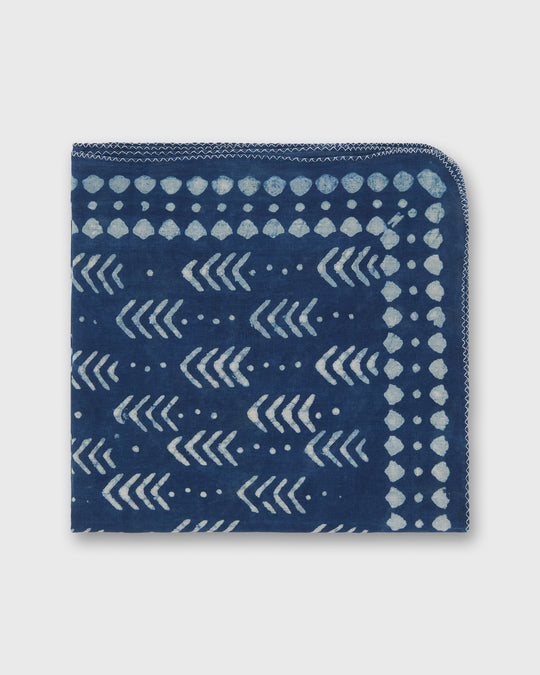 Printed Indian Bandana in Blue/Bone