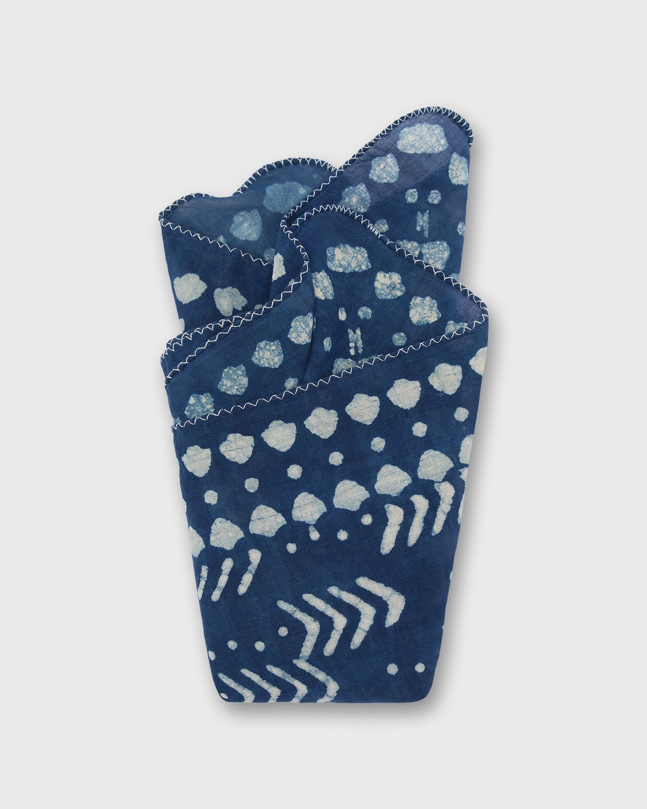Printed Indian Bandana in Blue/Bone