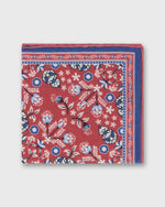 Load image into Gallery viewer, Hand-Rolled Silk/Cotton Print Pocket Square in Pink/Harbour/Chalk Floral
