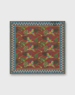 Load image into Gallery viewer, Hand-Rolled Cotton Print Pocket Square in Orange/Pink Tropical Bird
