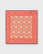 Load image into Gallery viewer, Hand-Rolled Silk/Cotton Print Pocket Square in Red/Pink Floral Bandana Print
