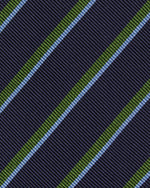 Load image into Gallery viewer, Silk Woven Tie in Navy/Green/Sky Stripe
