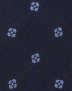 Load image into Gallery viewer, Silk/Cotton Mogador Tie in Navy/French Blue Clover Dot
