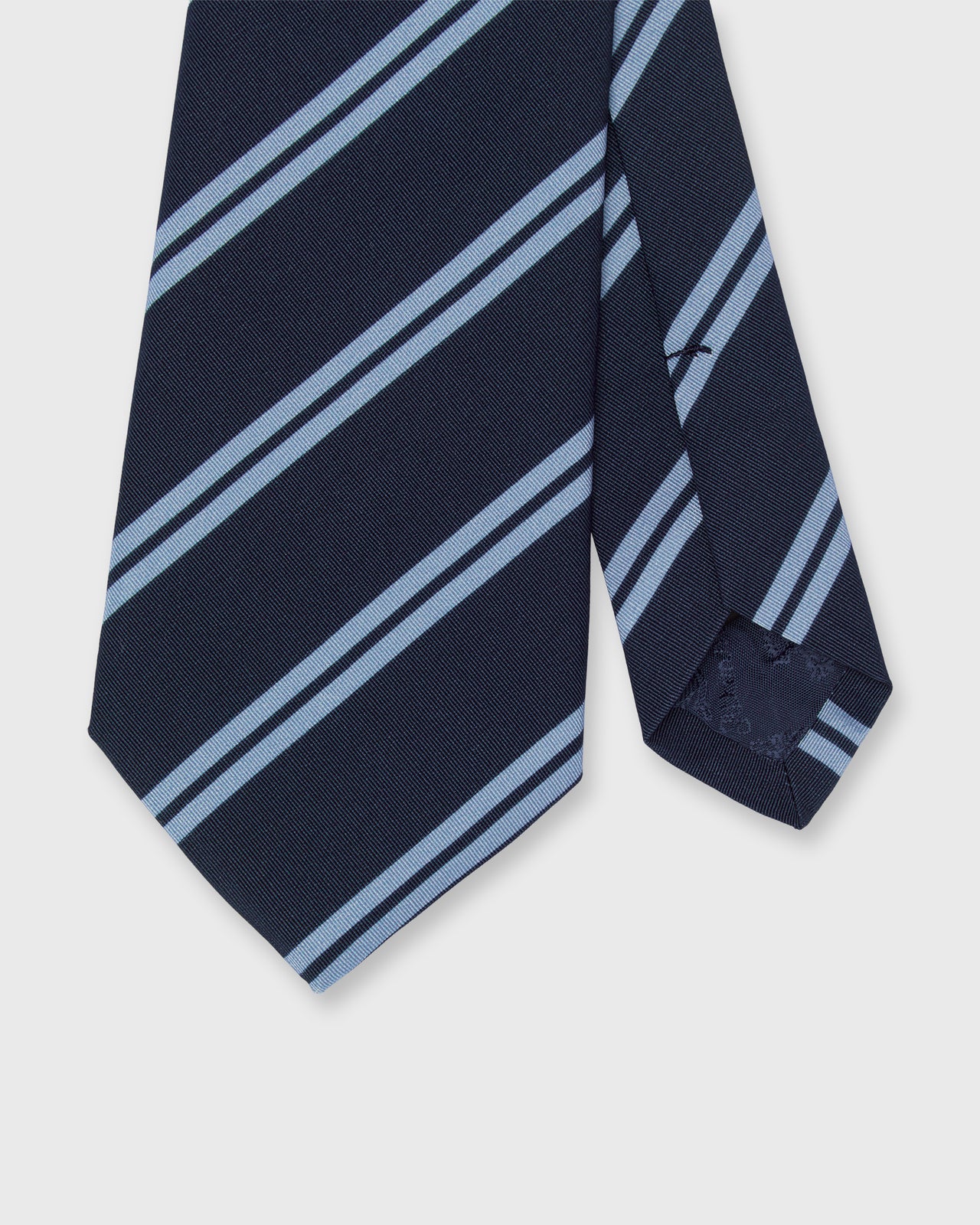 Irish Poplin Tie in Ink/Sky Stripe