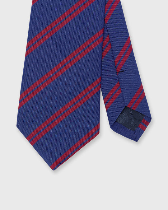 Irish Poplin Tie in Ocean/Red Stripe