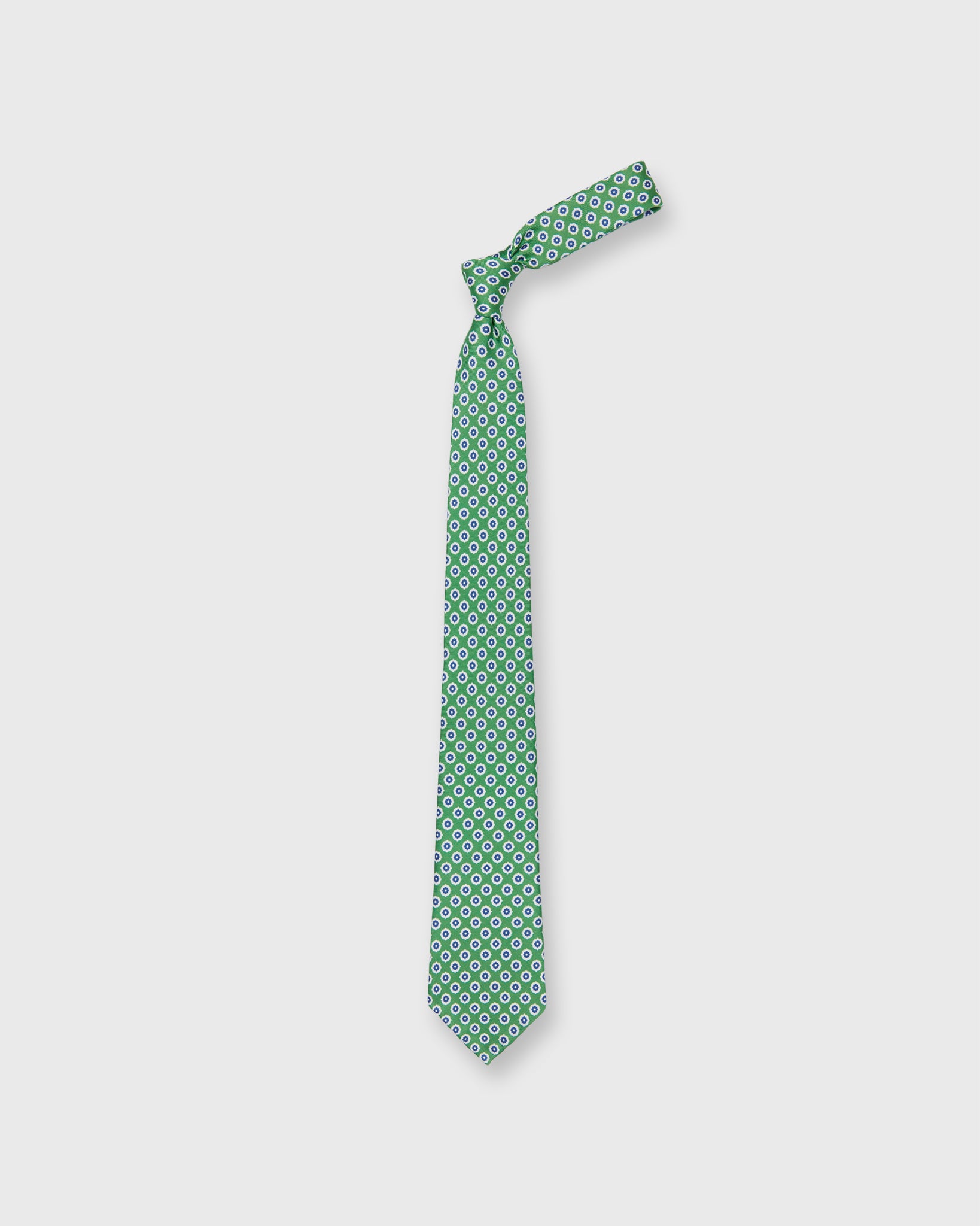 Silk Print Tie in Green/Chalk/Navy Foulard | Shop Sid Mashburn