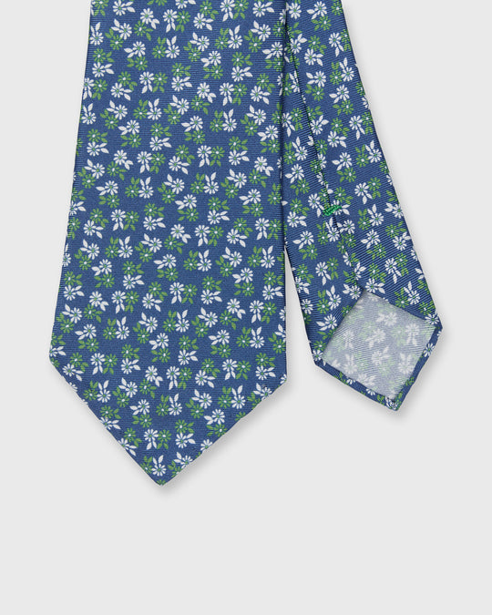 Silk Print Tie in Navy/Green/Chalk Floral