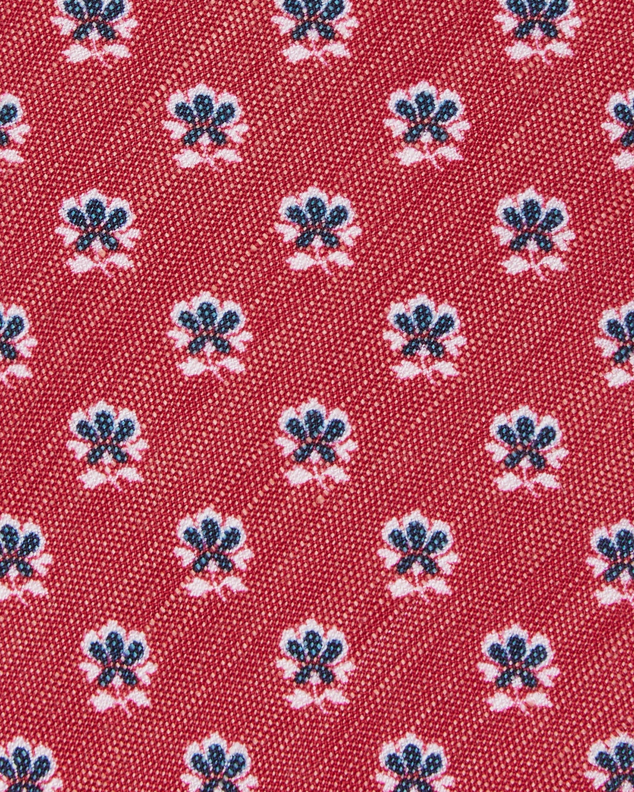 Silk/Linen Print Tie in Red/Midnight/Chalk Flower