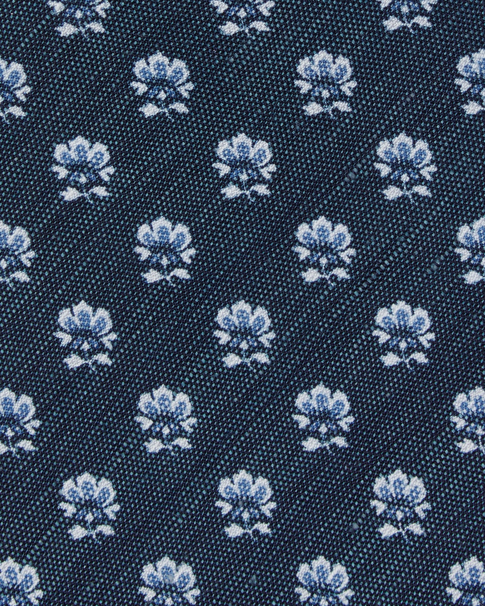 Silk/Linen Print Tie in Navy/Sky/Chalk Flower | Shop Sid Mashburn
