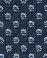 Load image into Gallery viewer, Silk/Linen Print Tie in Navy/Sky/Chalk Flower
