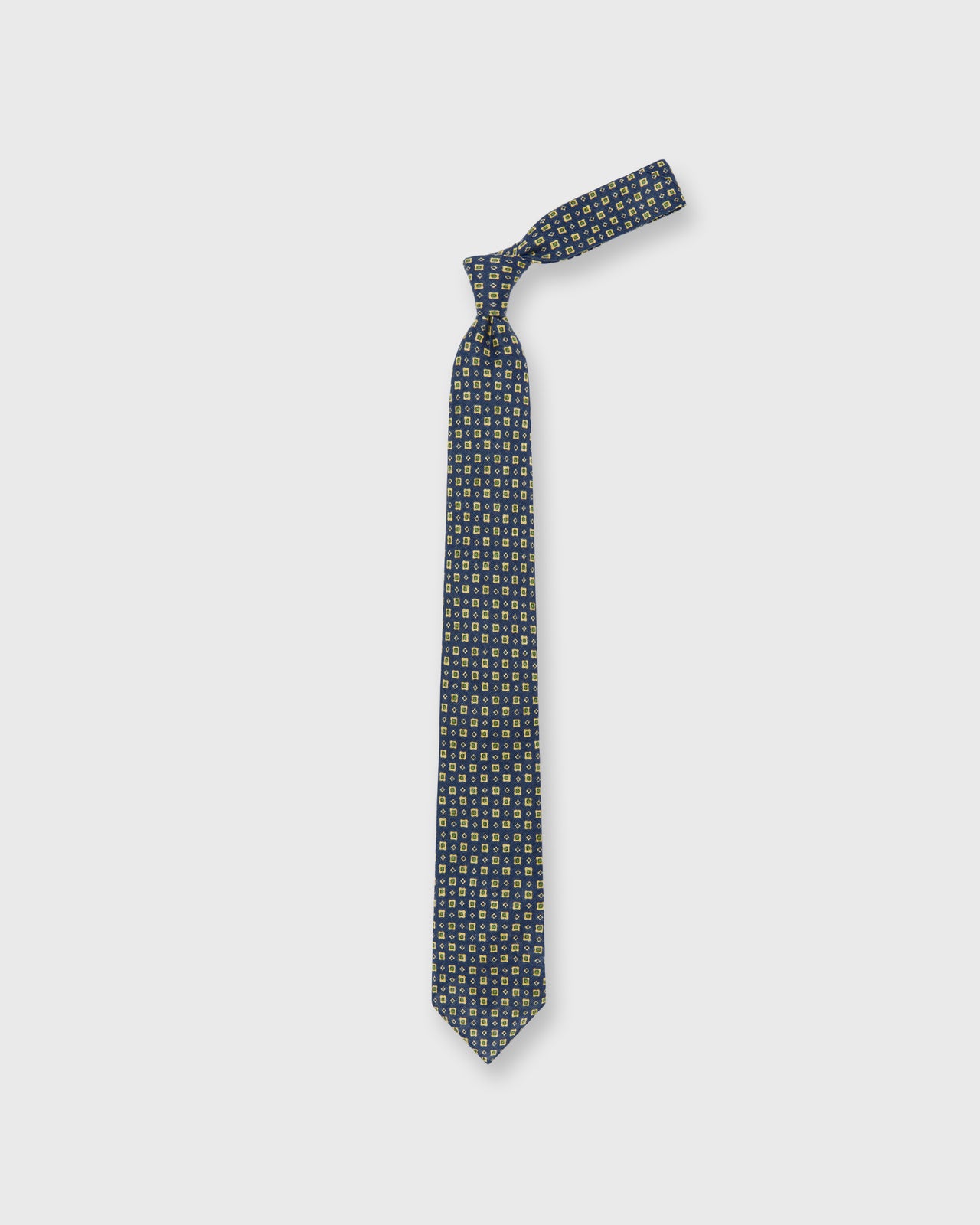Linen Print Tie in Navy/Straw/Olive Foulard | Sid Mashburn | Shop