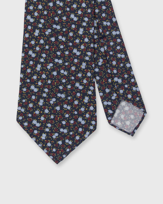 Silk Print Tie in Navy/Beet/Sky Floral