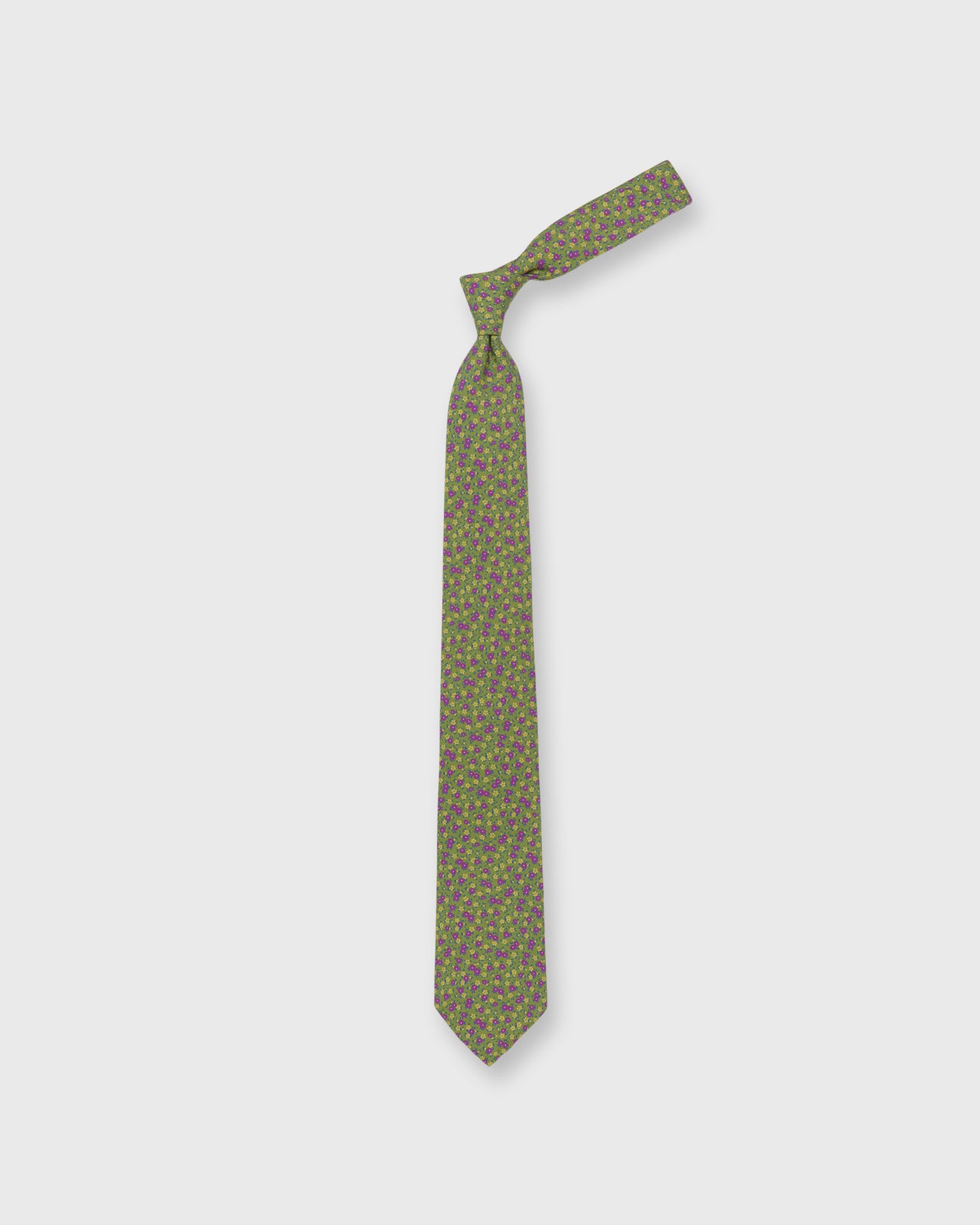 Silk Print Tie in Spring/Straw/Purple Floral