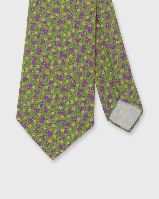 Silk Print Tie in Spring/Straw/Purple Floral
