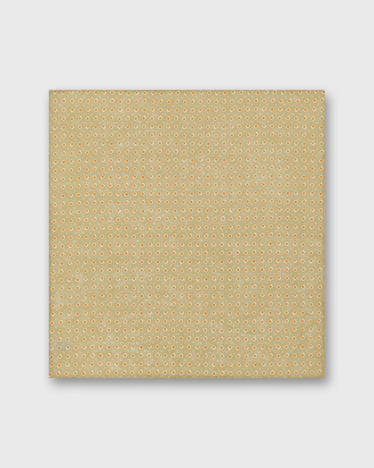 Linen Print Pocket Square in Pebble/Straw/Orange Foulard