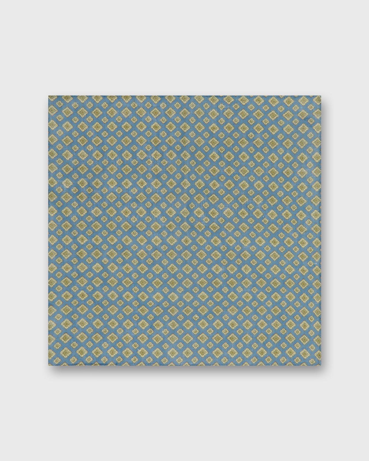 Linen Print Pocket Square in Blue/Stone Medallion