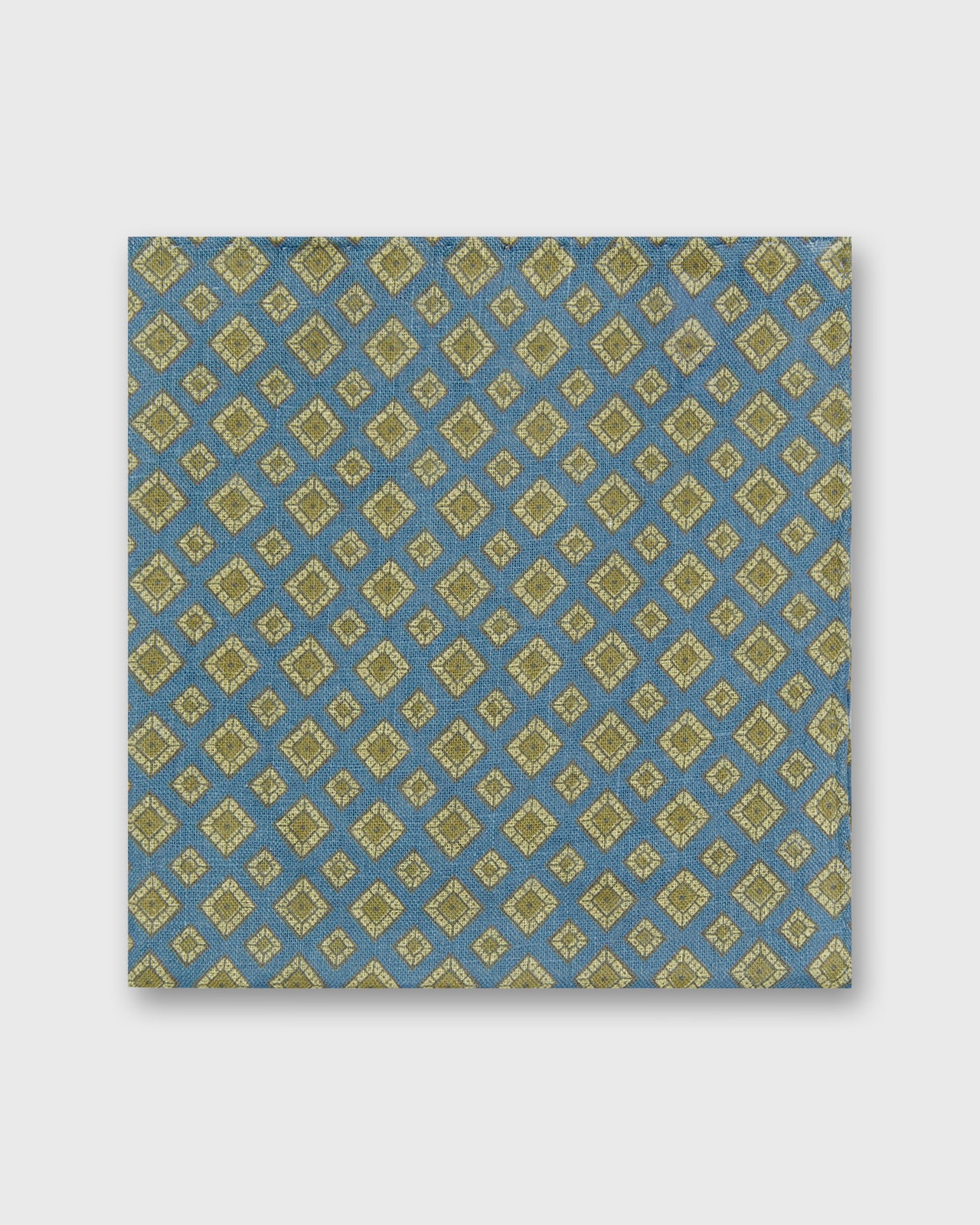 Linen Print Pocket Square in Blue/Stone Medallion
