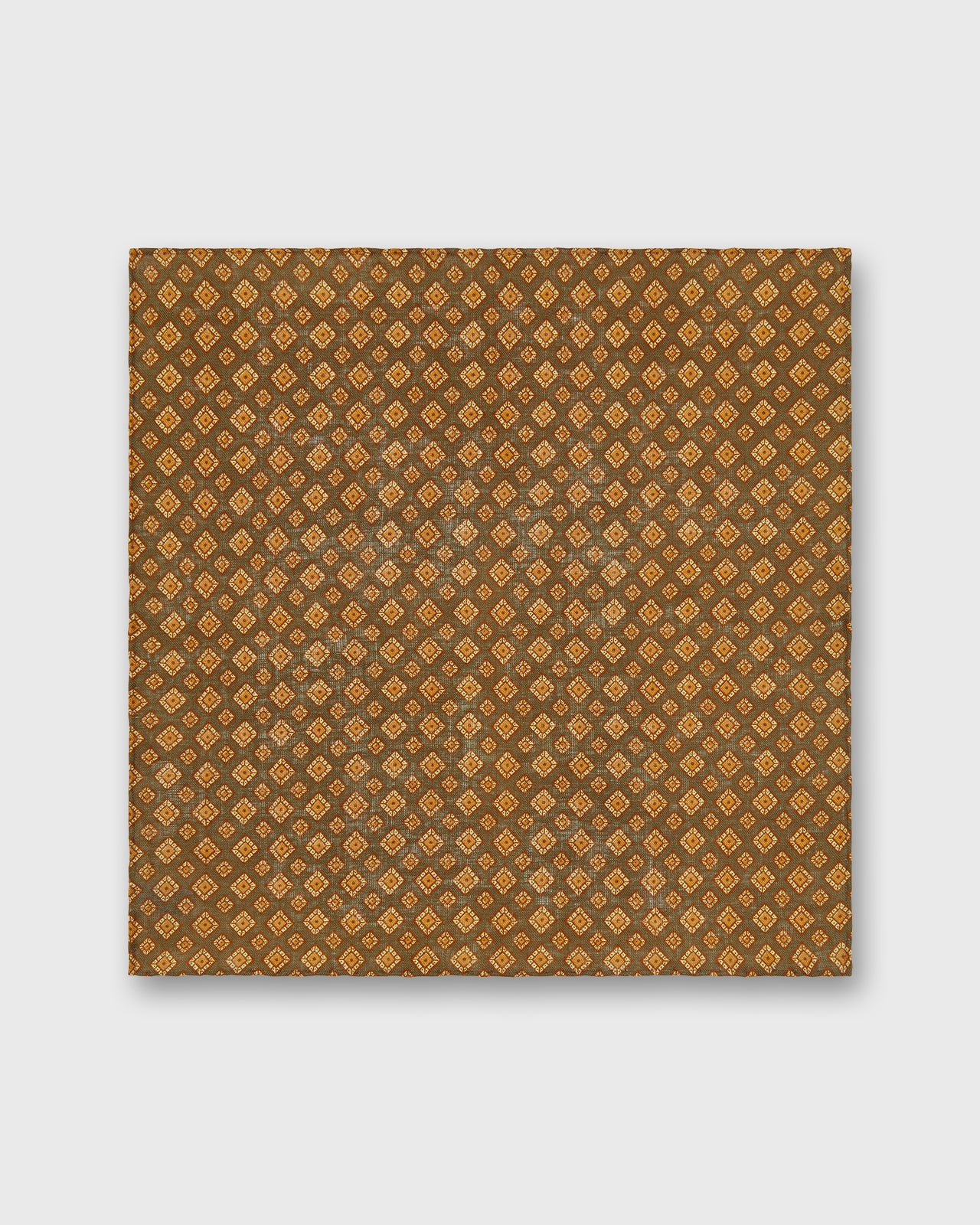 Linen Print Pocket Square in Brown/Orange Medallion