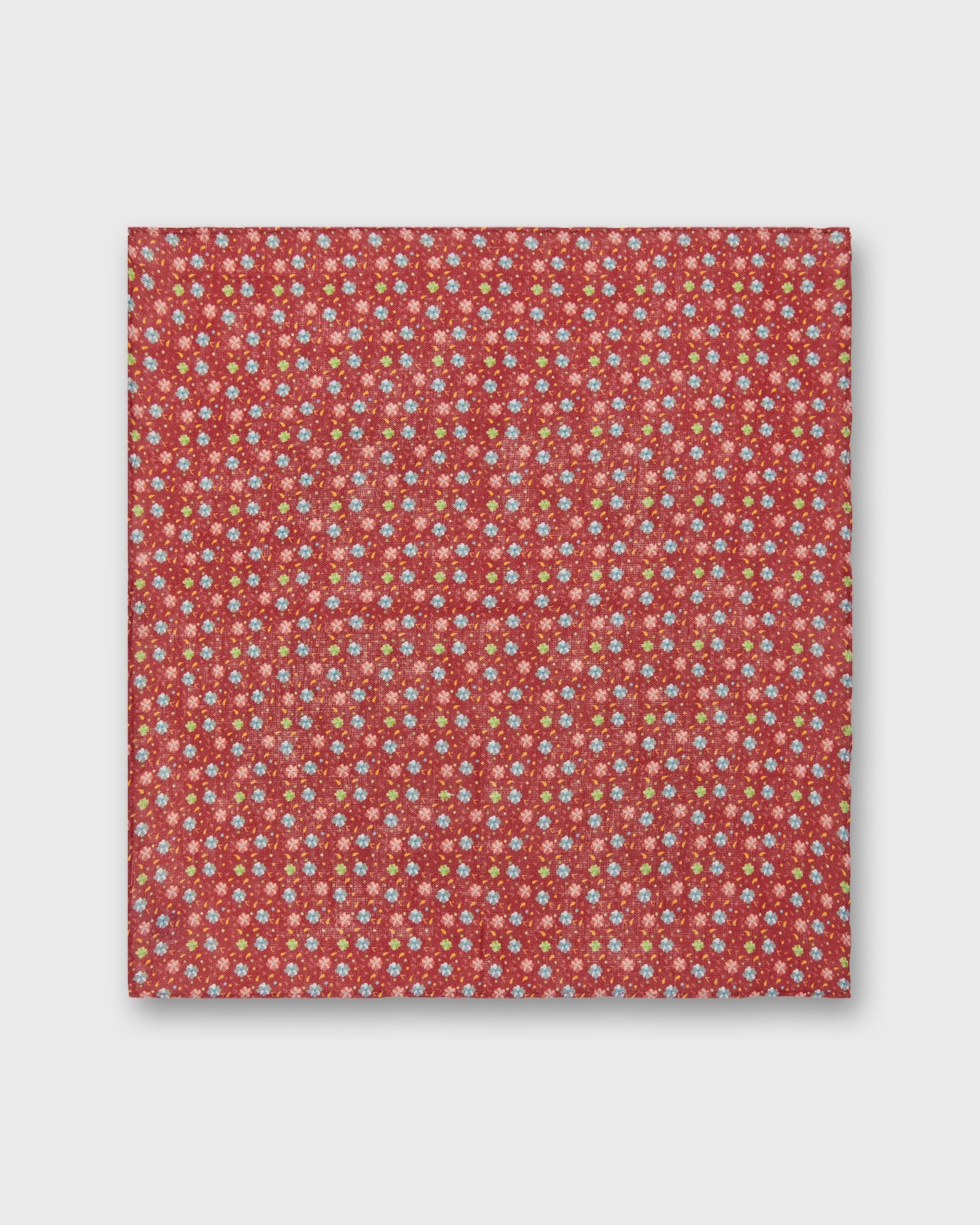 Linen Print Pocket Square in Red/Sky Floral