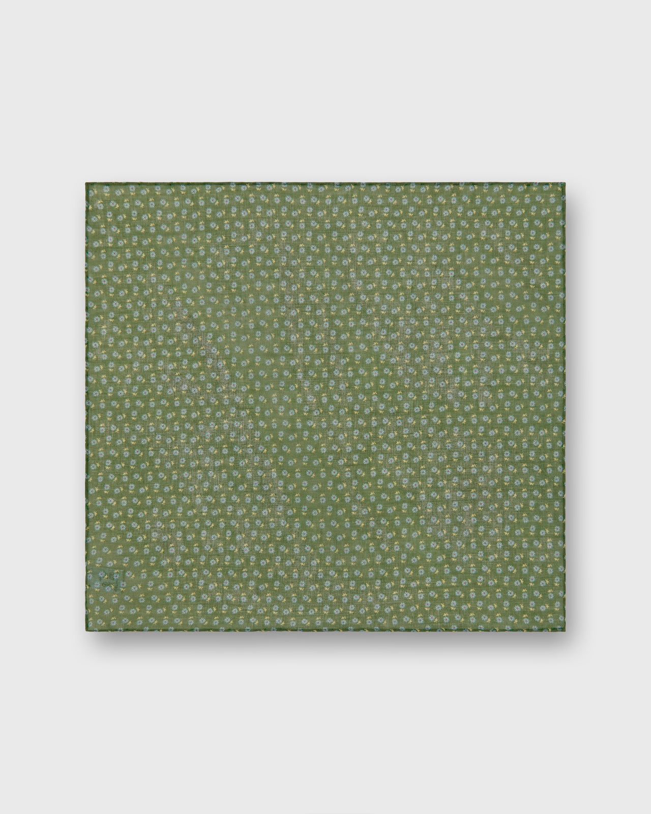 Cotton Print Pocket Square in Green/Aegean Floral