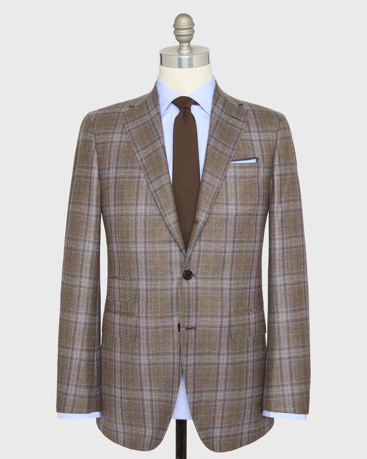 Virgil No. 4 Jacket in Brown/Blue Plaid Brushed Plainweave
