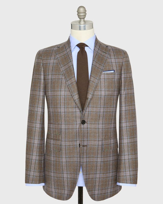 Virgil No. 4 Jacket in Brown/Blue Plaid Brushed Plainweave