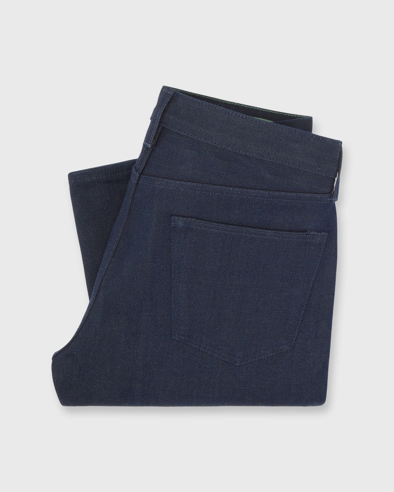 Slim Straight Jean in Indigo/Moss Selvedge Rigid Denim