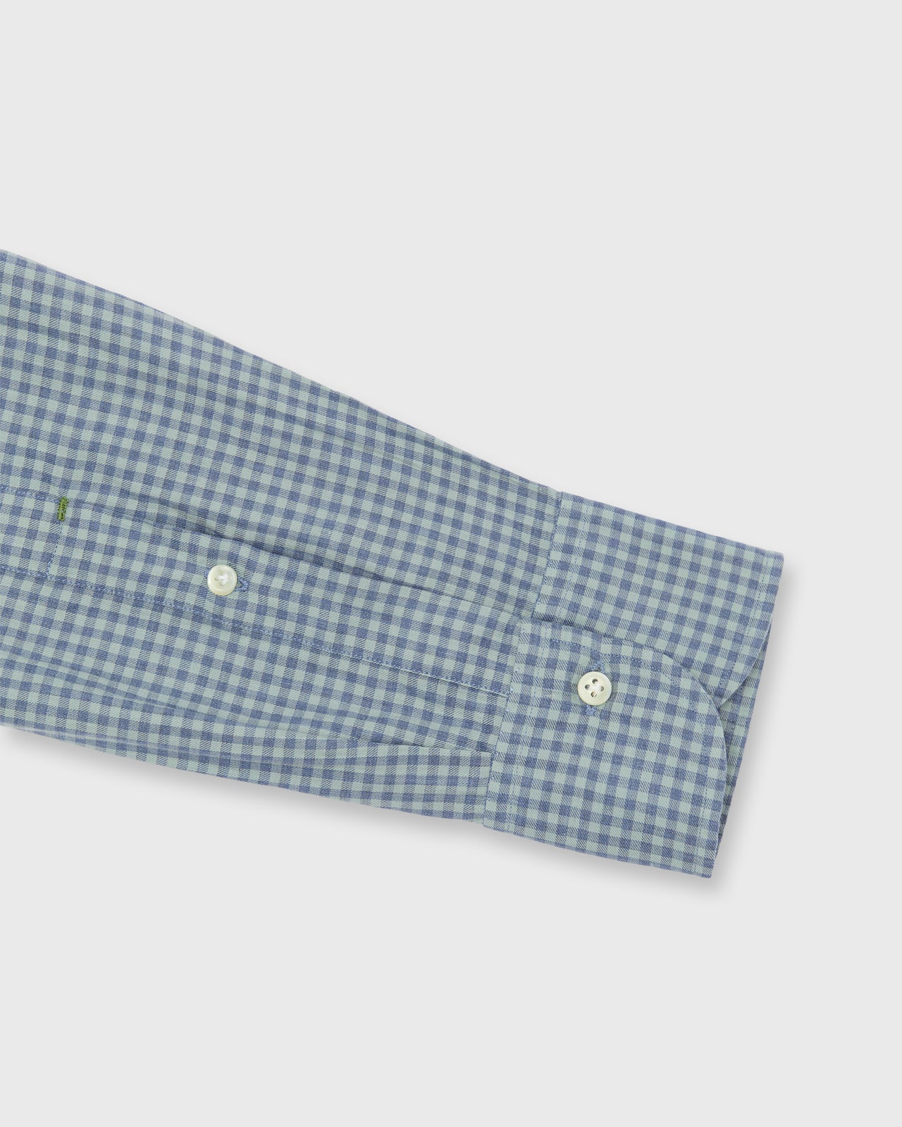 Otto Handmade Sport Shirt in Blue/Sage Gingham Brushed Twill