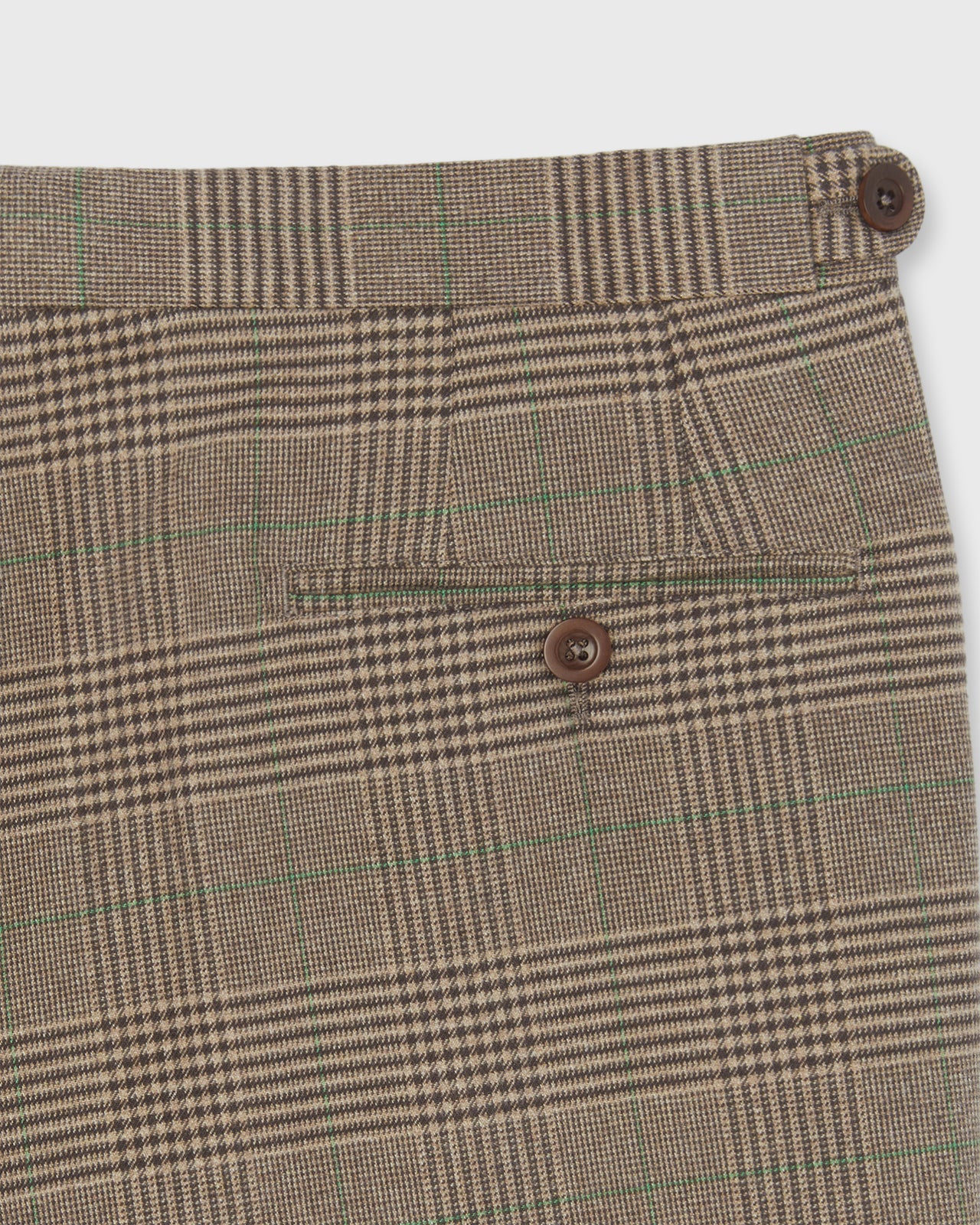 Side-Tab Sport Trouser in Flax/Brown/Green Glen Plaid