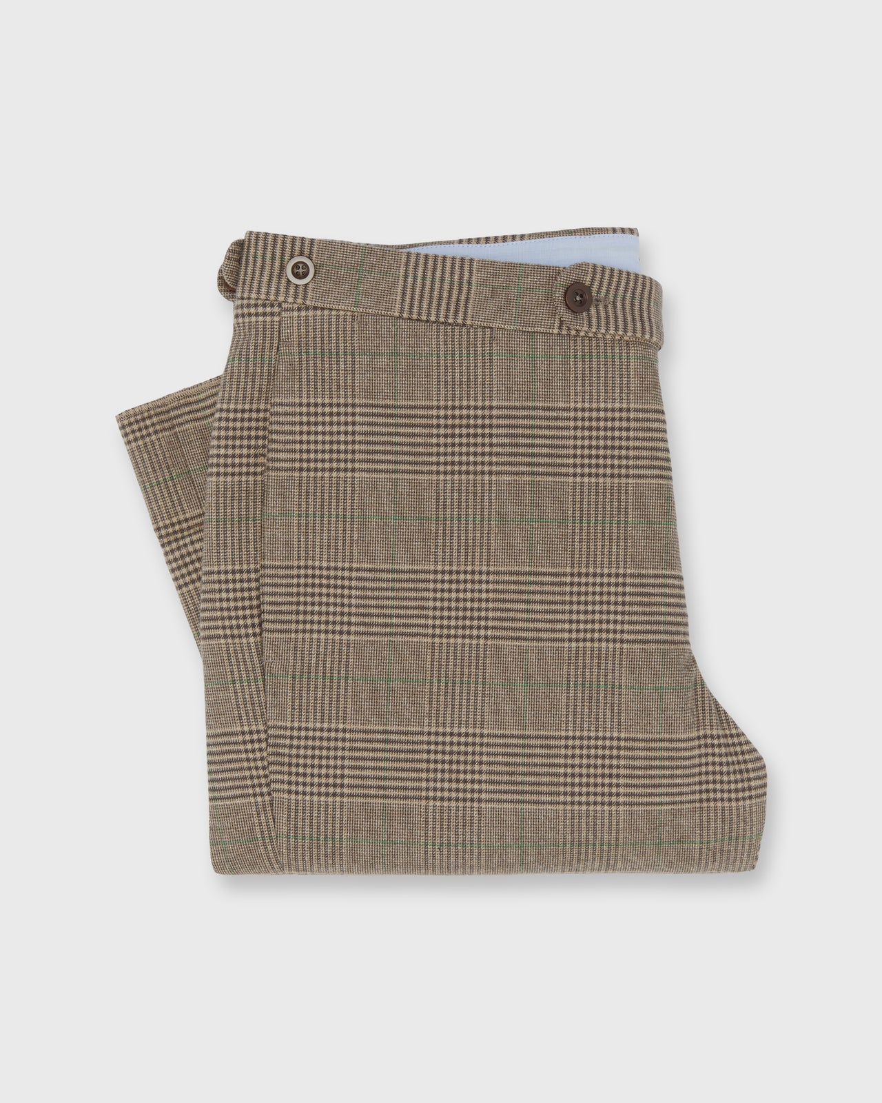 Side-Tab Sport Trouser in Flax/Brown/Green Glen Plaid